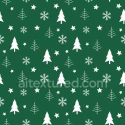 Pattern Bundle - Seamless 3D Pattern PBR Texture Featuring White Christmas Trees and Snowflakes on Green texture preview