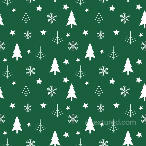 Pattern PBR Texture Featuring White Christmas Trees and Snowflakes on Green seamless Pattern Bundle PBR texture