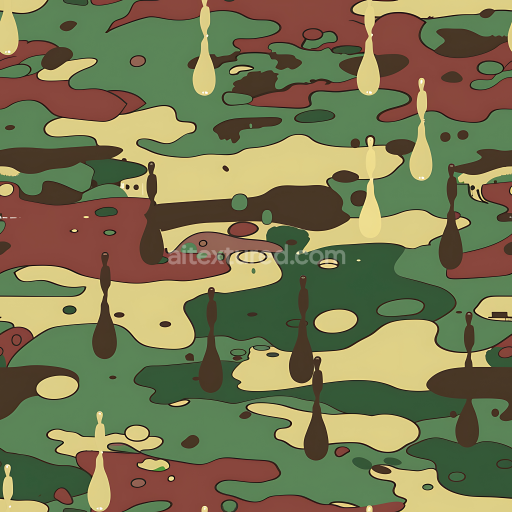 Seamless 3D PBR Woodland Camouflage Texture with Organic Blotches and Earthy Tones