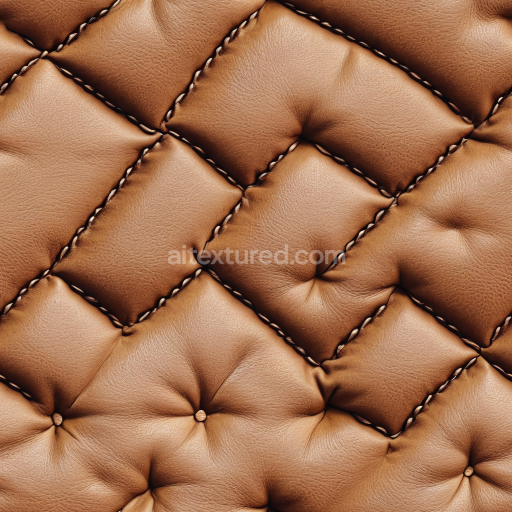 Seamless 3D Quilted Tan Leather PBR Texture with Soft Grain and Detailed Stitching