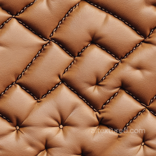 Quilted Tan Leather PBR Texture with Soft Grain and Detailed Stitching seamless Leather PBR texture