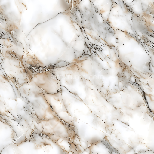 Seamless 3D Arabescato White Marble PBR Texture with Soft Brown Veins