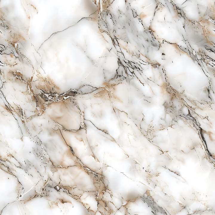 Arabescato White Marble with Soft Brown Veins seamless PBR texture preview