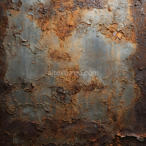 Seamless 3D PBR Rusty Metal Texture Featuring Peeling and Cracked Paint with Rich Rust Tones