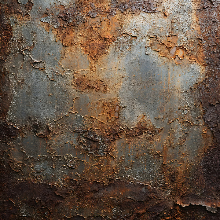 Rusty Metal Featuring Peeling and Cracked Paint with Rich Rust Tones seamless PBR texture preview