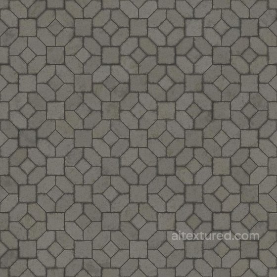 Floor Pavement Tiles of Squares and Diamond Shapes | Free PBR Brick texture preview
