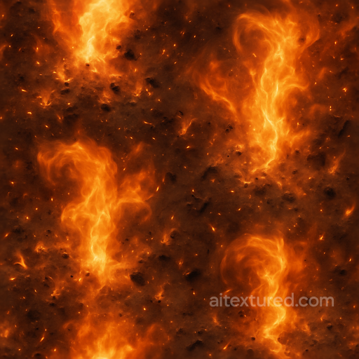 Showing Explosive Ignition With Firestorm And Burning Fragments In Detailed 8K PBR seamless Explosion PBR texture