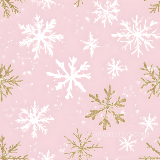 Featuring Pink Background with White and Gold Snowflake Patterns seamless All Christmas Digital paper PBR texture