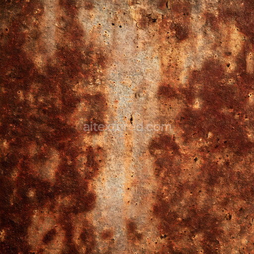 Seamless 3D PBR Rusted Metal Texture Featuring Deep Rust Clusters and Pitted Holes