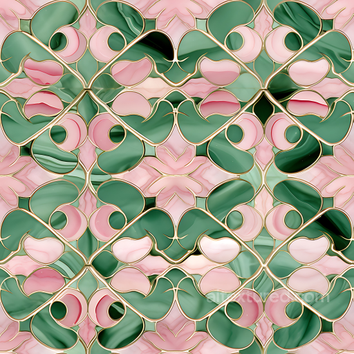 Marble Texture Featuring Green and Pink Polished Stone Inlay seamless Marble PBR texture