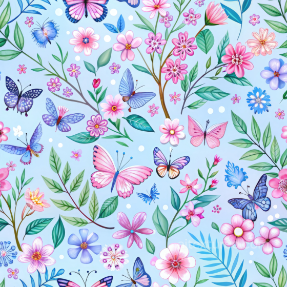 with Delicate Watercolor Butterflies and Floral Pattern Watercolor Butterflies texture preview