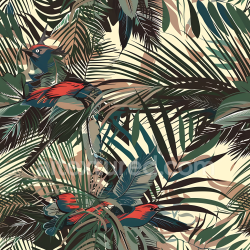 seamless Seamless 3D Tropical Bird Camouflage PBR Texture with Lush Jungle Foliage and Vibrant Colored Birds texture 8k free download PBR