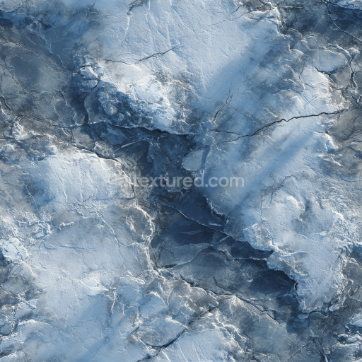 Seamless 3D PBR Texture of Ice-Covered Rocky Ground with Cracks and Frost
