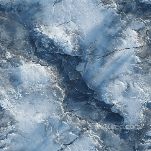 Stone Texture of Ice-Covered Rocky Ground with Cracks and Frost seamless Stone PBR texture