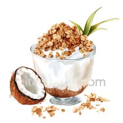 seamless Healthy Coconut Yogurt Breakfast with Granola and Tropical Decor Illustration texture 8k free download PBR