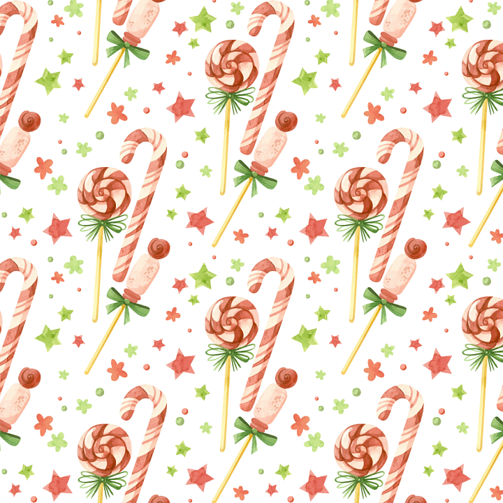 with Festive Watercolor Christmas Candy Pattern seamless PBR texture preview