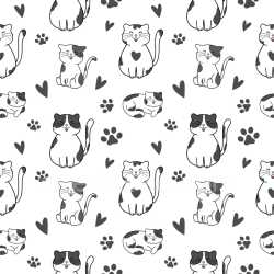 Pattern Bundle - Seamless 3D Pattern PBR Texture Featuring Playful Cat Illustrations with Hearts and Paw P… texture preview