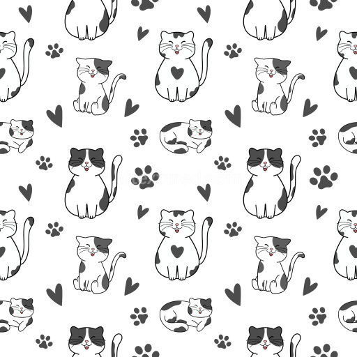 Pattern Bundle - Seamless 3D Pattern PBR Texture Featuring Playful Cat Illustrations with Hearts and Paw P… texture preview