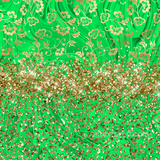 with Festive Green Swirls and Gold Glitter Pattern seamless St patrick PBR texture