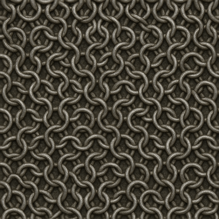 Of Dull Metal Chainmail Armor With Loose Weave Pattern seamless PBR texture preview