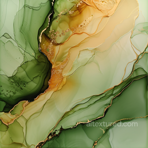 Alcohol Ink PBR Texture Featuring Olive Green and Gold Veins seamless Alcohol ink PBR texture