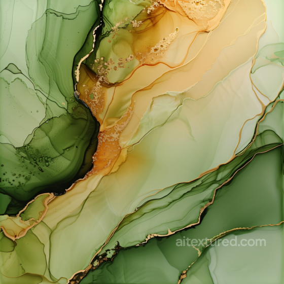 Alcohol Ink PBR Texture Featuring Olive Green and Gold Veins Alcohol ink texture preview