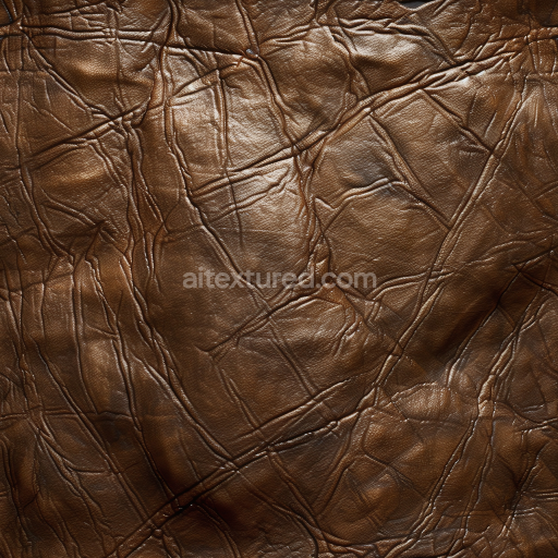 Preview — Seamless 3D PBR Texture of Distressed Brown Leather with Deep Wrinkles and Natural Grain