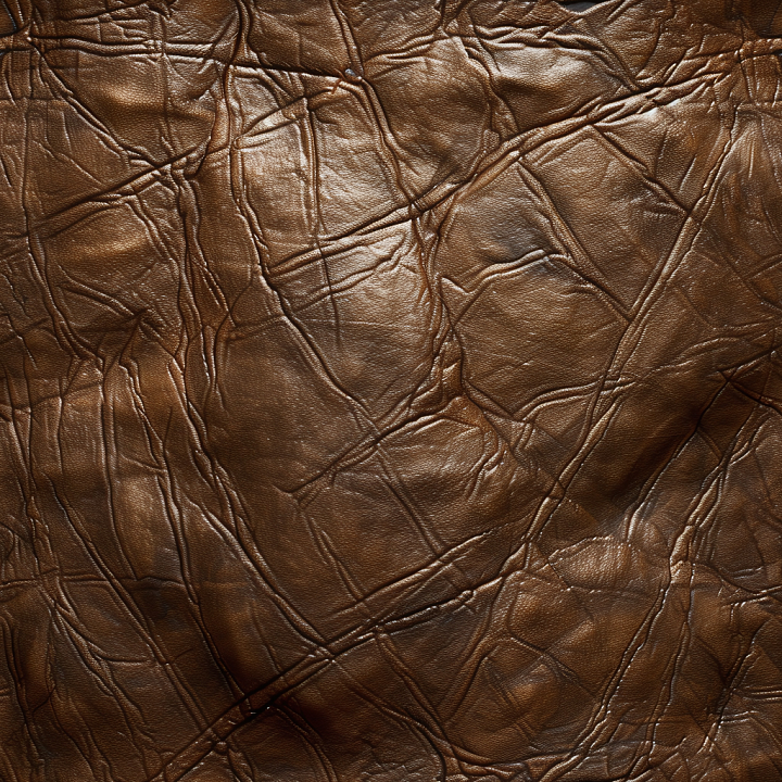 Distressed Brown Leather with Deep Wrinkles and Natural Grain seamless PBR texture preview