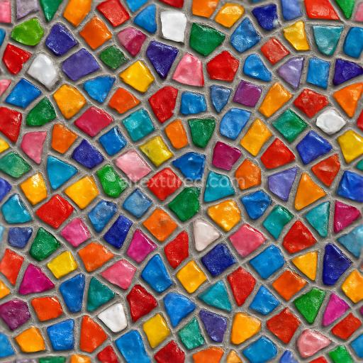 Seamless 3d texture pbr 8k smalti glass mosaic with colorful shards and reflective shards