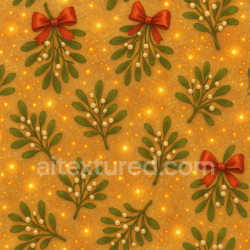 seamless Seamless 3d texture pbr 8k mistletoe with ribbon and festive glow texture 8k free download PBR