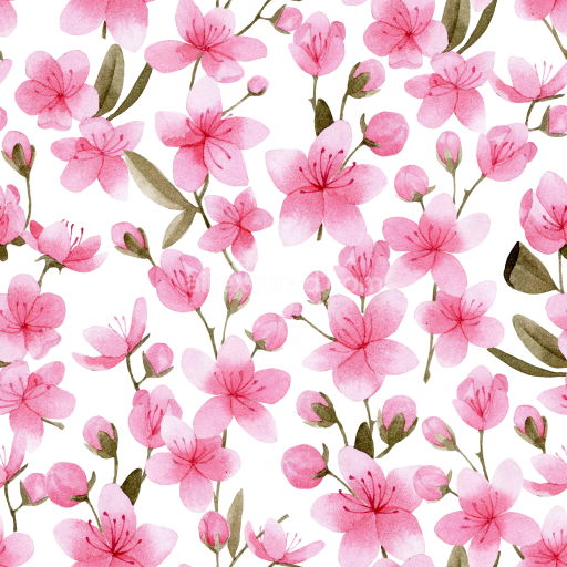 Seamless 3D PBR Texture Featuring Delicate Pink Flower Watercolor Pattern
