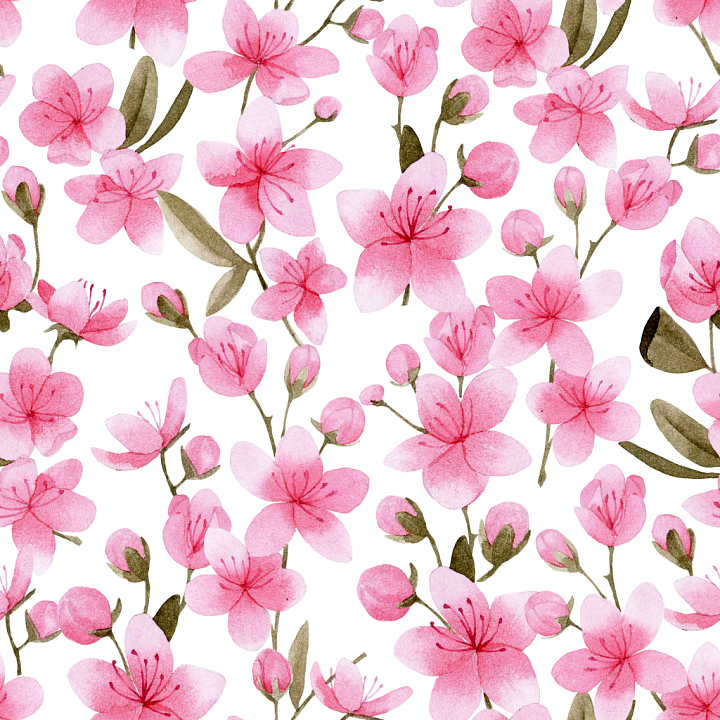 Featuring Delicate Pink Flower Watercolor Pattern seamless PBR texture preview