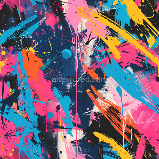 Seamless 3D PBR Graffiti Texture Featuring Bright Paint Splashes and Drips