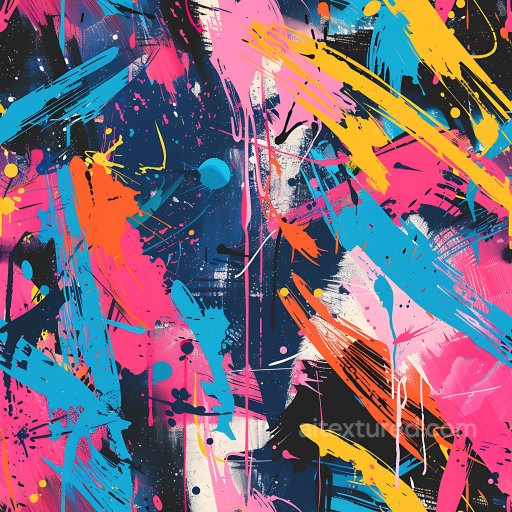 Seamless 3D PBR Graffiti Texture Featuring Bright Paint Splashes and Drips texture preview