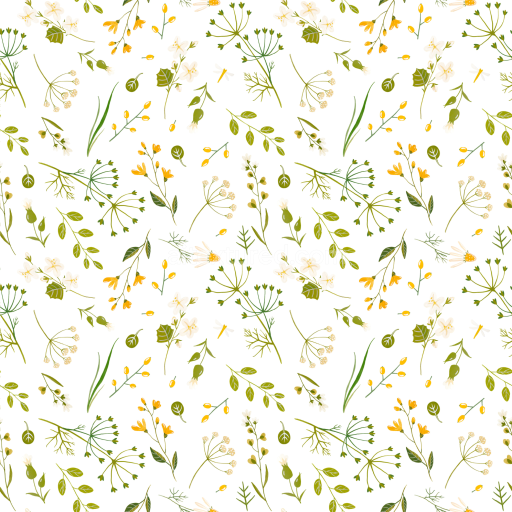 Seamless 3D PBR Texture Featuring Delicate Wild Flower Greenery Pattern
