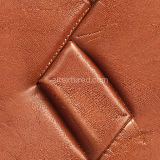 Seamless 3D Quilted Brown Leather PBR Texture with Detailed Grain and Stitching