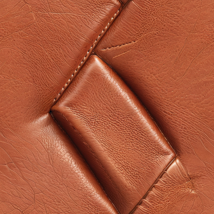 Quilted Brown Leather with Detailed Grain and Stitching seamless PBR texture preview