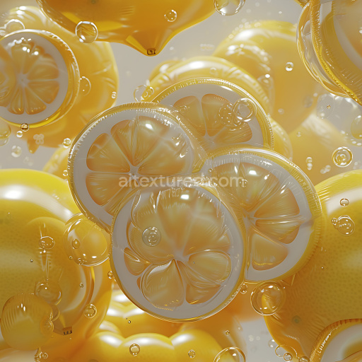 Seamless 3D PBR Inflated Translucent Citrus Bubble Texture in Yellow