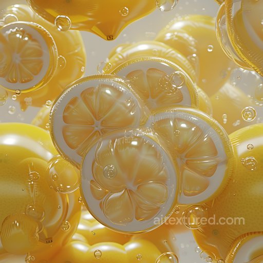 Inflated Transparent Lemon Slices PBR Texture with Bubbling Effect seamless Inflated PBR texture