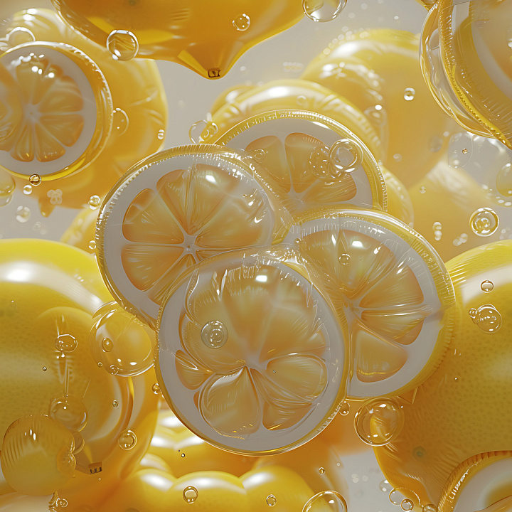 Inflated Translucent Citrus Bubble in Yellow seamless PBR texture preview