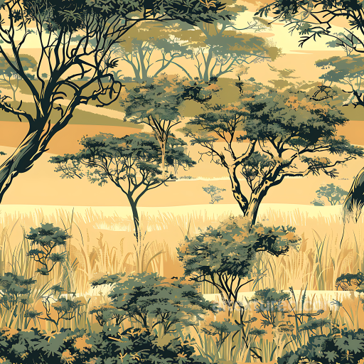 Savanna Camouflage PBR Texture with Acacia Trees and Golden Tones seamless Color Camouflage PBR texture