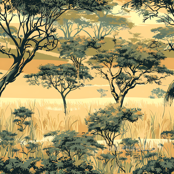 Savanna Camouflage PBR Texture with Acacia Trees and Golden Tones Color Camouflage texture preview