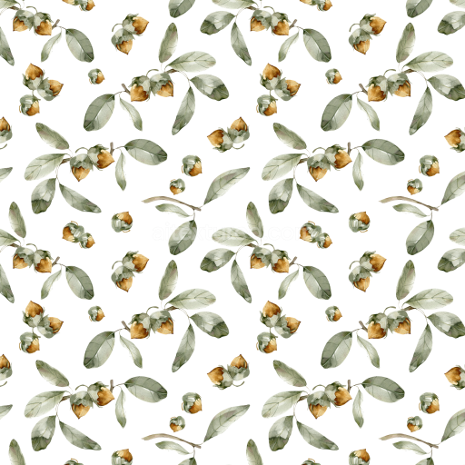 Seamless 3D PBR Watercolor Greenery Texture with Delicate Floral Motifs