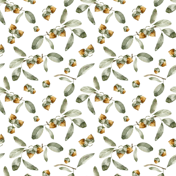 Watercolor Greenery with Delicate Floral Motifs seamless PBR texture preview