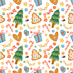 seamless Seamless 3D PBR Texture of Festive Christmas Digital Paper with Holiday Icons texture 8k free download PBR