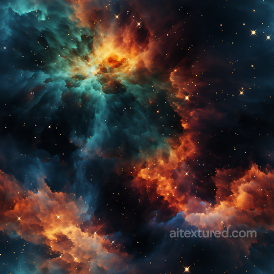 Space PBR Texture Featuring Swirling Nebula with Blue and Orange Hues Star, space, planets texture preview