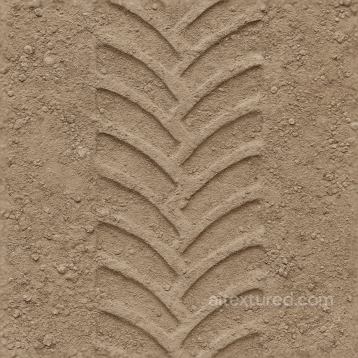 Construction Tire Print On Compacted Gravel With Shallow Tread And Dust Print seamless Tire prints PBR texture