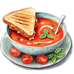 seamless Breakfast Bowl of Tomato Soup with Grilled Cheese Sandwich Illustration texture 8k free download PBR