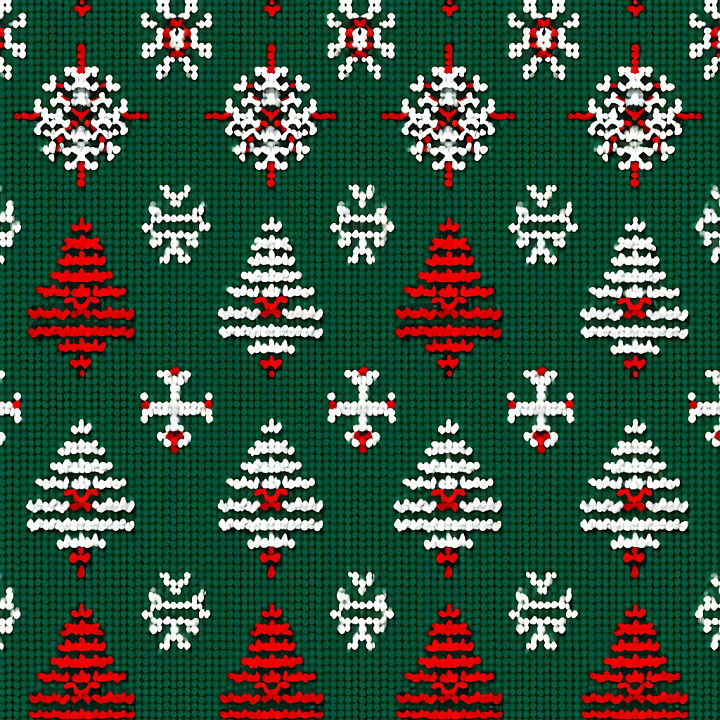 Knitted Christmas Pattern in Green, Red, and White seamless PBR texture preview