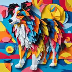 seamless Seamless 3D PBR Texture Featuring Vibrant Origami-Style Collie Fur Pattern texture 8k free download PBR